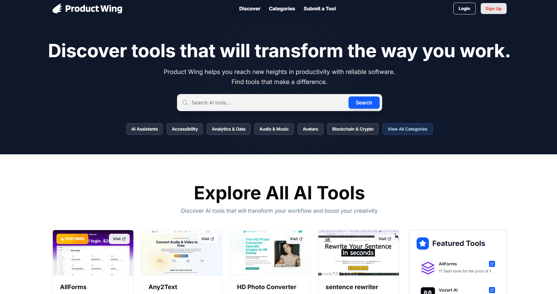 Product Wing screenshot 1