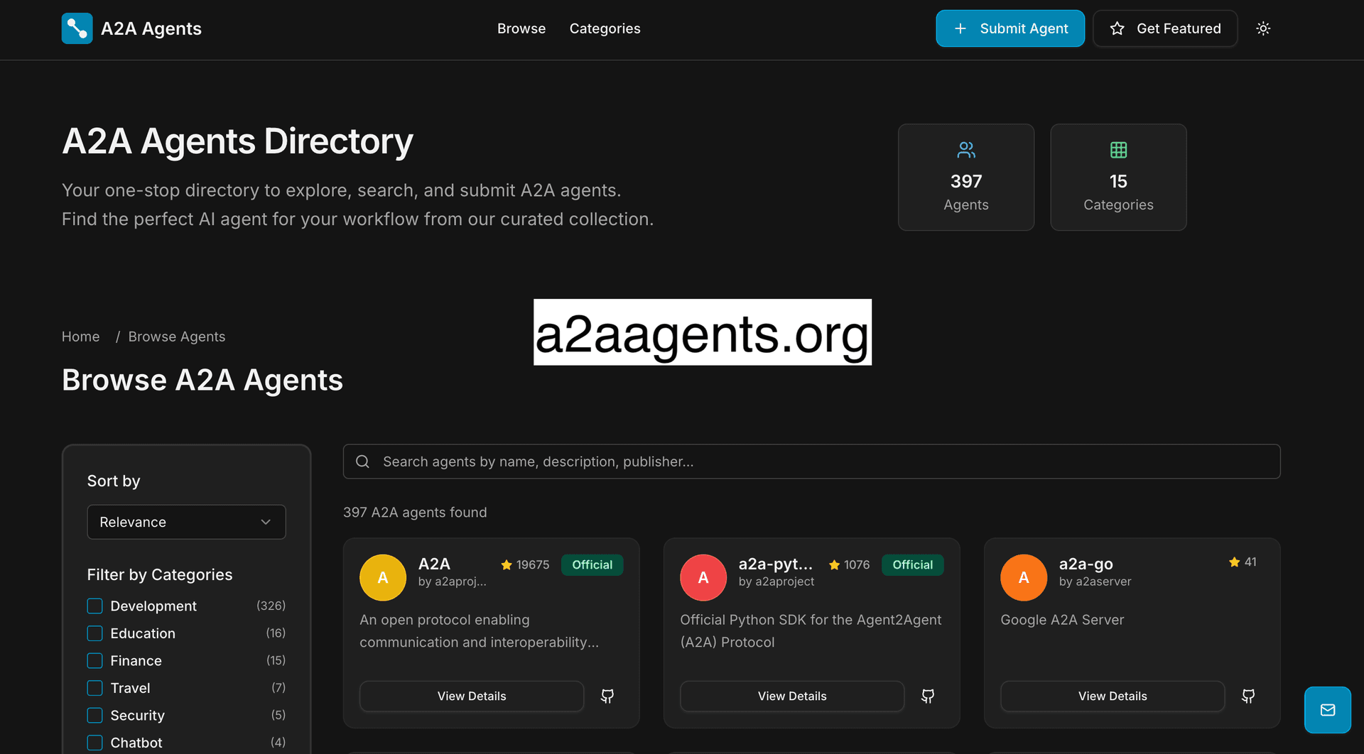 A2A Agents Directory screenshot 1