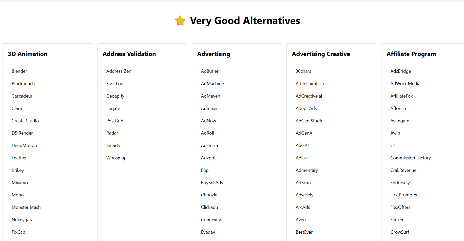 Very Good Alternatives screenshot 1