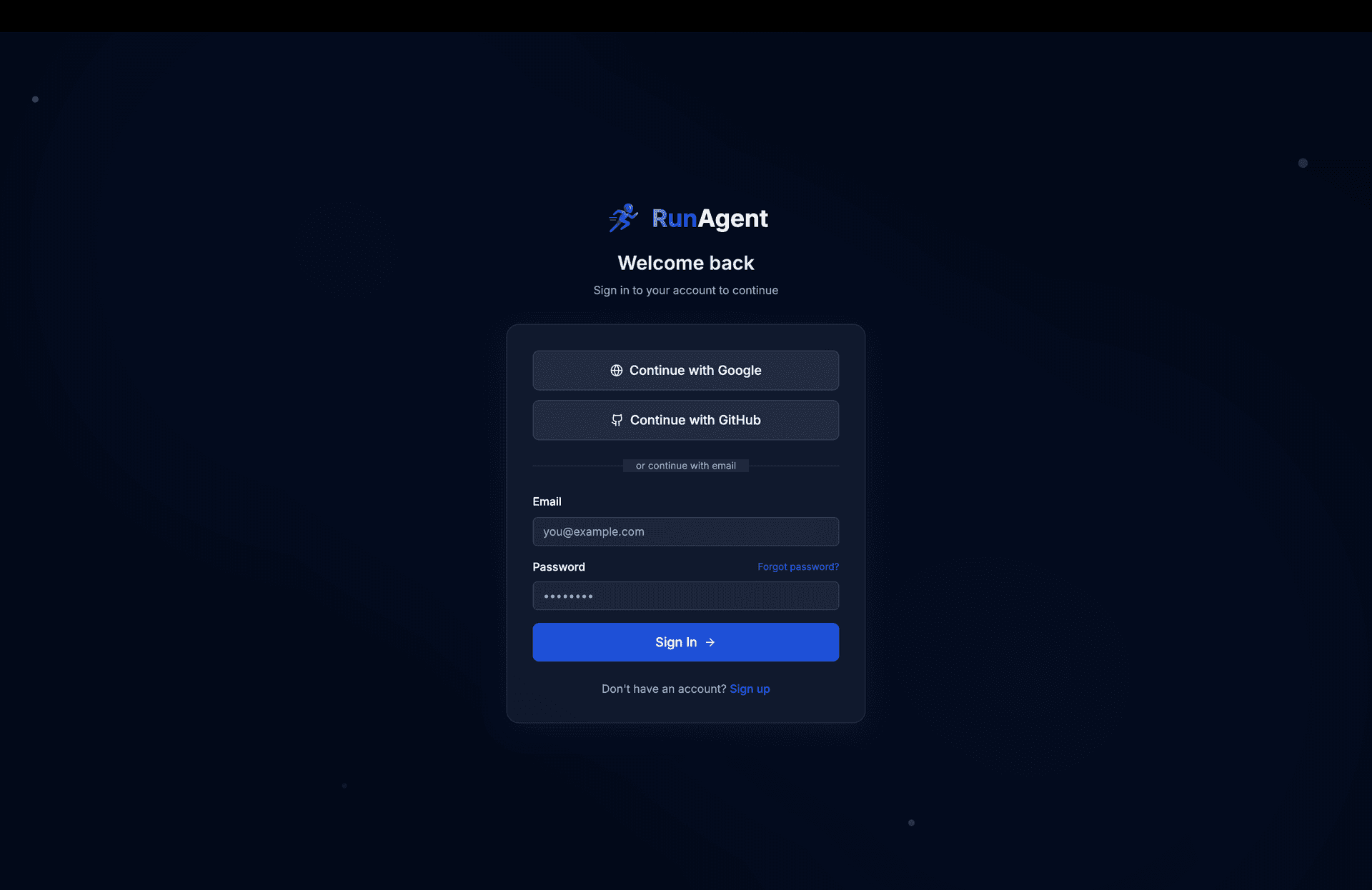 RunAgent screenshot 1